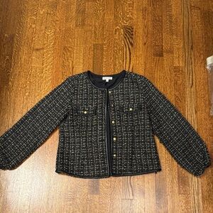 Nanette Lepore Tweed Sparkle Collarless Blazer Jacket